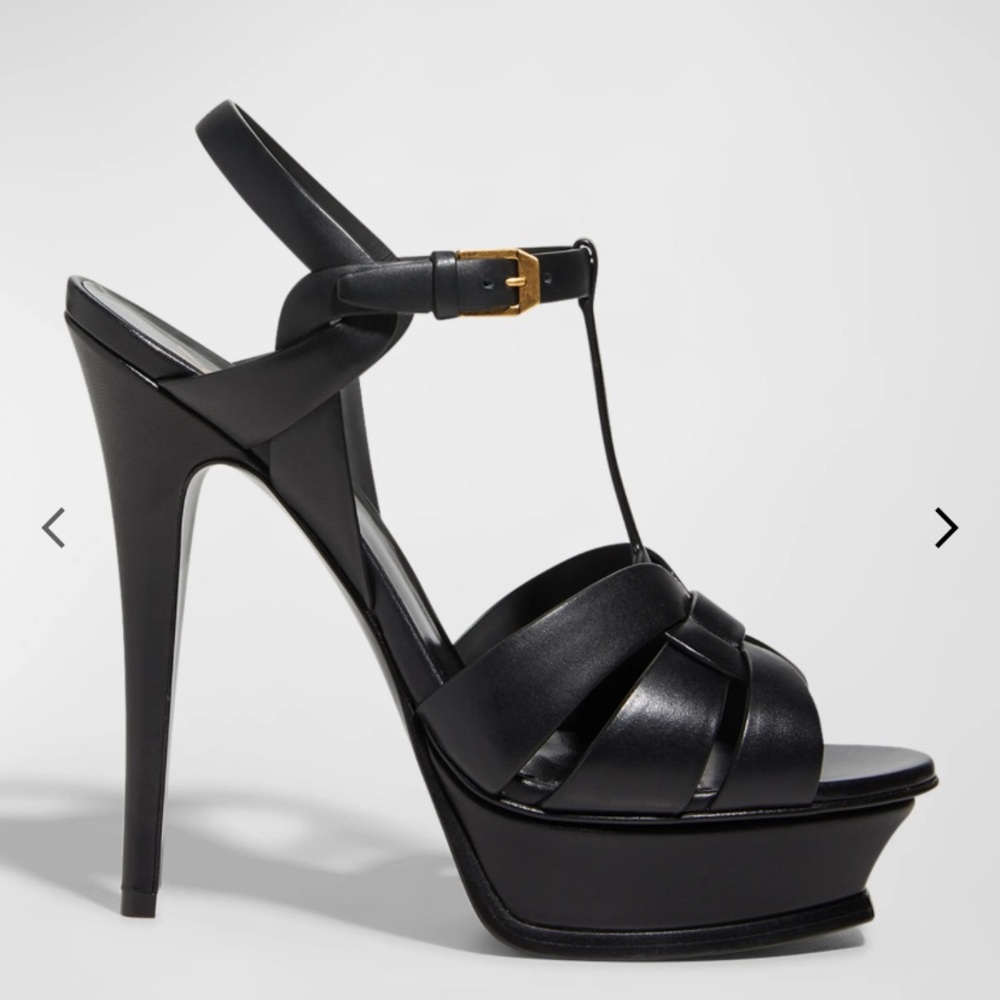 Saint Laurent Tribute 105 Leather Platform Sandal - Picture 10 of 14